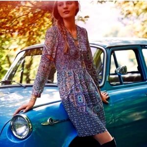 Maeve Anthropologie Boho Floral Long Sleeve Mini Dress